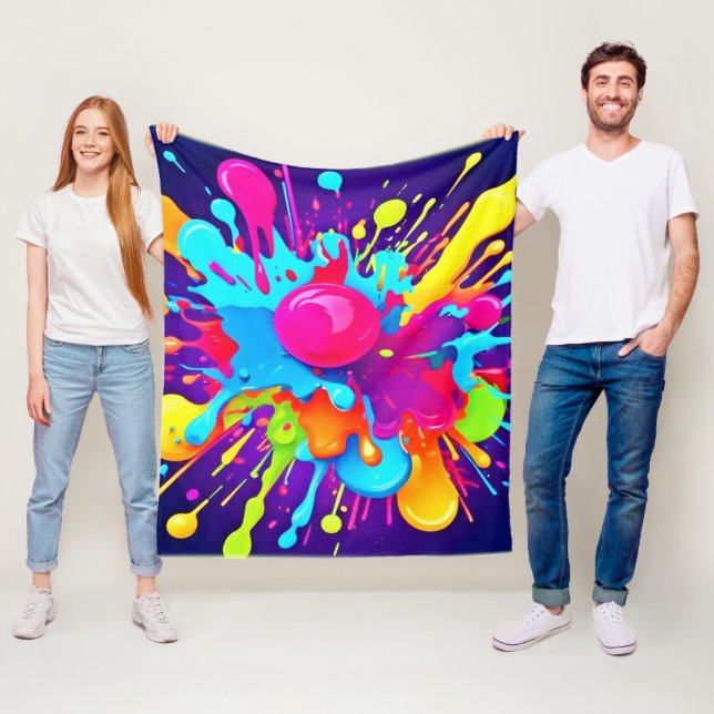 Vibrant Colour Explosion: A Visual Feast Fleece Blanket (In Situ)
