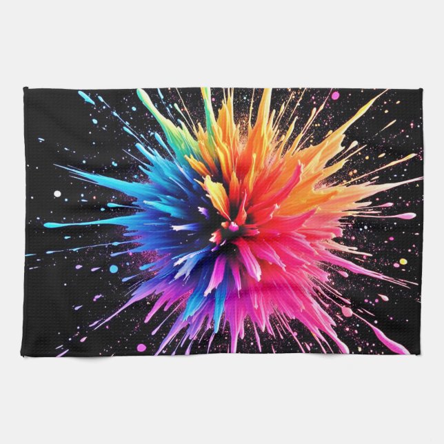 Vibrant Colour Explosion Design Kitchen Towel (Horizontal)