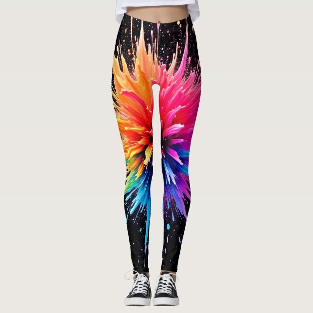 Vibrant Colour Explosion Design Leggings (Front)