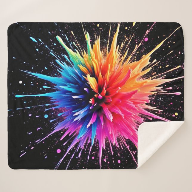 Vibrant Colour Explosion Design Sherpa Blanket (Front (Horizontal))