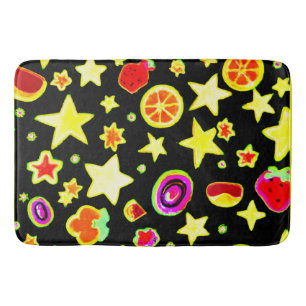 Vibrant Colour Explosion Fruits Star Pattern Bath Mat