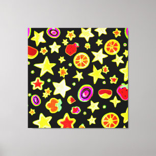 Vibrant Colour Explosion Fruits Star Pattern Canvas Print