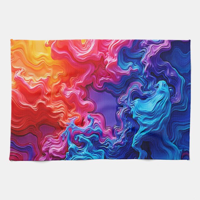 Vibrant Colour Fusion Art Kitchen Towel (Horizontal)