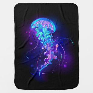 Vibrant Colour Glowing Jellyfish Baby Blanket