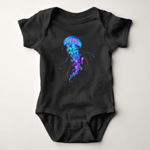 Vibrant Colour Glowing Jellyfish Baby Bodysuit