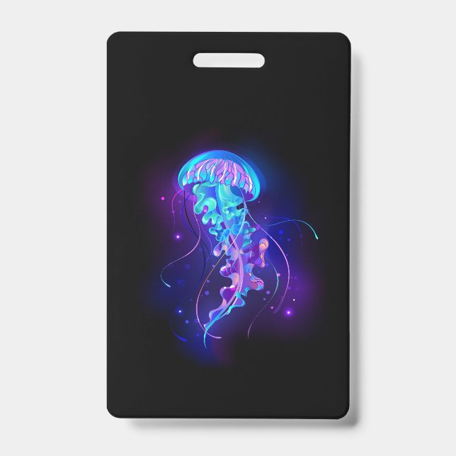 Vibrant Colour Glowing Jellyfish Badge (Front)