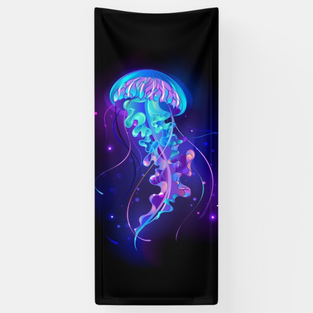 Vibrant Colour Glowing Jellyfish Banner (Vertical)