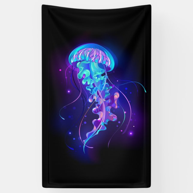 Vibrant Colour Glowing Jellyfish Banner (Vertical)