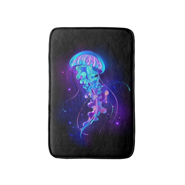Vibrant Colour Glowing Jellyfish Bath Mat (Front Vertical)