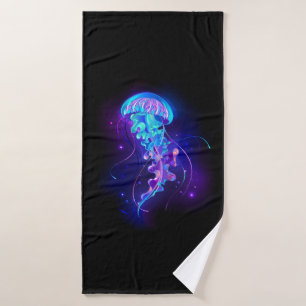 Vibrant Colour Glowing Jellyfish Bath Towel