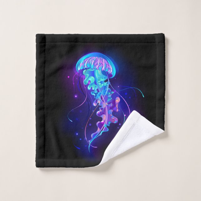 Vibrant Colour Glowing Jellyfish Bath Towel Set (Wash Cloth)