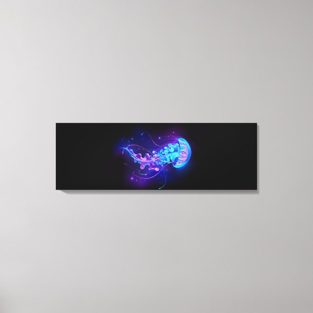 Vibrant Colour Glowing Jellyfish Canvas Print (Front)