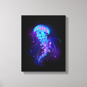 Vibrant Colour Glowing Jellyfish Canvas Print