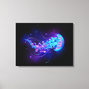 Vibrant Colour Glowing Jellyfish Canvas Print