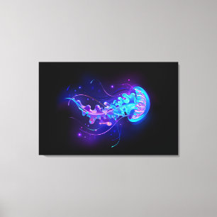 Vibrant Colour Glowing Jellyfish Canvas Print