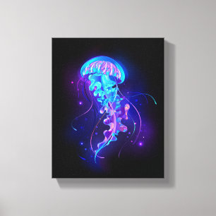 Vibrant Colour Glowing Jellyfish Canvas Print