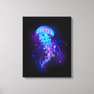 Vibrant Colour Glowing Jellyfish Canvas Print