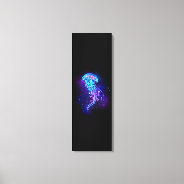 Vibrant Colour Glowing Jellyfish Canvas Print (Front)