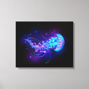 Vibrant Colour Glowing Jellyfish Canvas Print