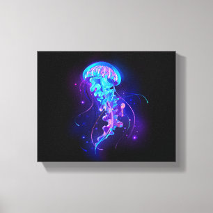 Vibrant Colour Glowing Jellyfish Canvas Print