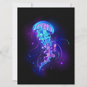 Vibrant Colour Glowing Jellyfish Card