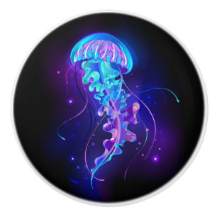 Vibrant Colour Glowing Jellyfish Ceramic Knob