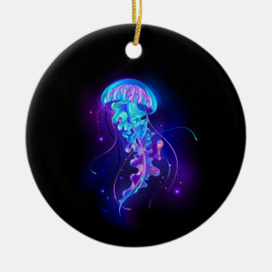 Vibrant Colour Glowing Jellyfish Ceramic Ornament