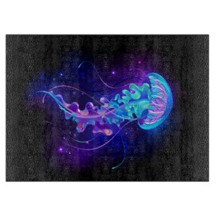 Vibrant Colour Glowing Jellyfish Cutting Board