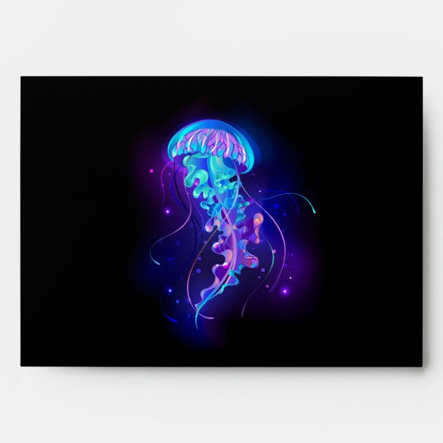 Vibrant Colour Glowing Jellyfish Envelope (Front)