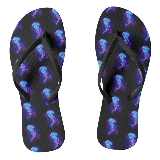 Vibrant Colour Glowing Jellyfish Flip Flops (Footbed)