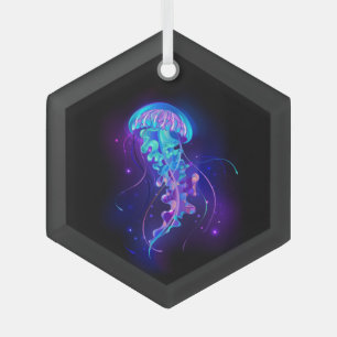 Vibrant Colour Glowing Jellyfish Glass Ornament
