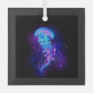 Vibrant Colour Glowing Jellyfish Glass Ornament