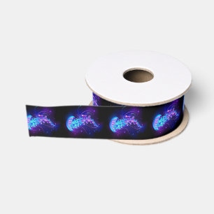 Vibrant Colour Glowing Jellyfish Grosgrain Ribbon