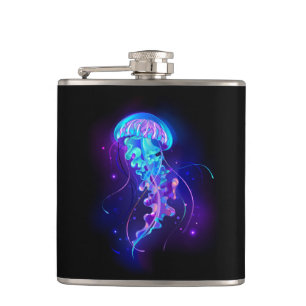 Vibrant Colour Glowing Jellyfish Hip Flask