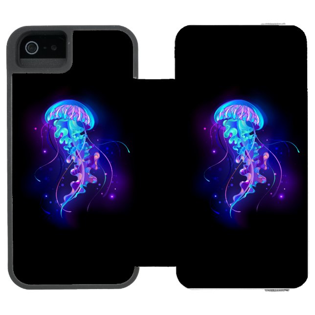 Vibrant Colour Glowing Jellyfish Incipio iPhone Wallet Case (Folio Open)