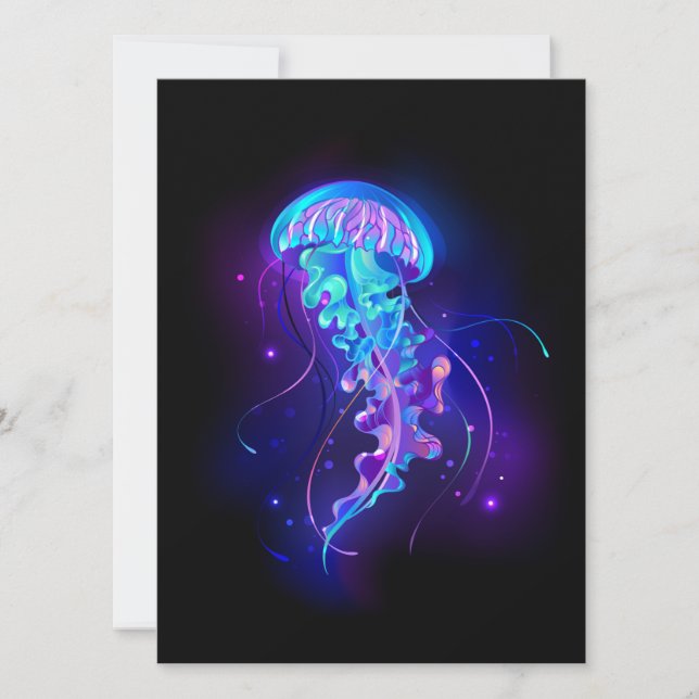 Vibrant Colour Glowing Jellyfish Invitation (Front)