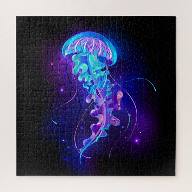 Vibrant Colour Glowing Jellyfish Jigsaw Puzzle (Vertical)