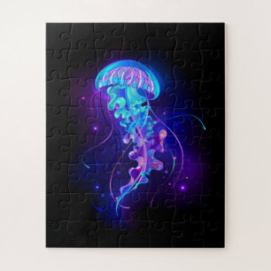 Vibrant Colour Glowing Jellyfish Jigsaw Puzzle