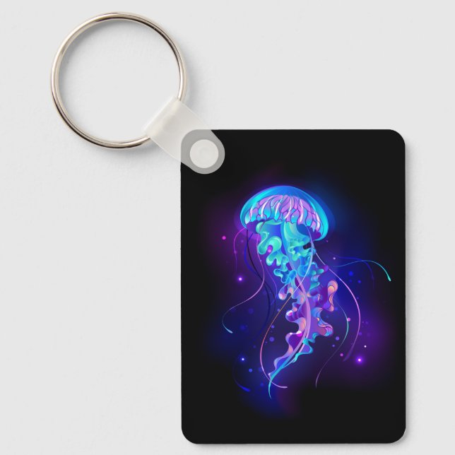 Vibrant Colour Glowing Jellyfish Keychain (Front)
