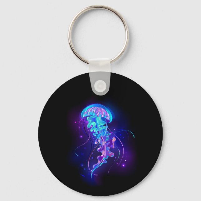 Vibrant Colour Glowing Jellyfish Keychain (Front)