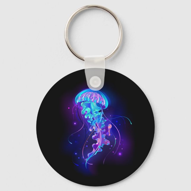 Vibrant Colour Glowing Jellyfish Keychain (Front)