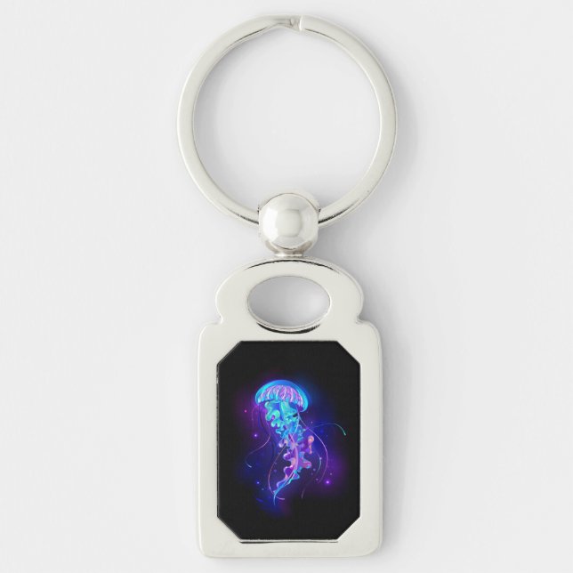 Vibrant Colour Glowing Jellyfish Keychain (Front)