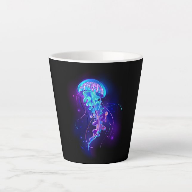 Vibrant Colour Glowing Jellyfish Latte Mug (Front)