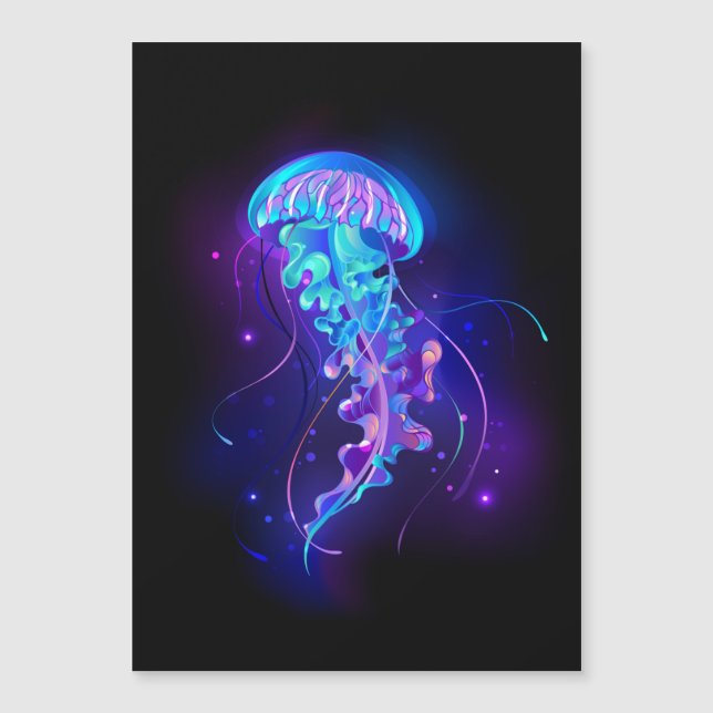 Vibrant Colour Glowing Jellyfish Magnetic Invitation (Front)