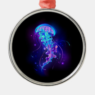 Vibrant Colour Glowing Jellyfish Metal Ornament