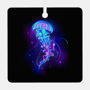 Vibrant Colour Glowing Jellyfish Metal Ornament