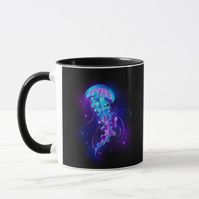 Vibrant Colour Glowing Jellyfish Mug (Left)