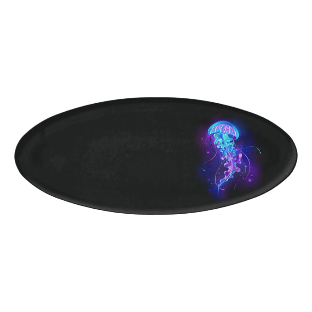 Vibrant Colour Glowing Jellyfish Name Tag (Front)