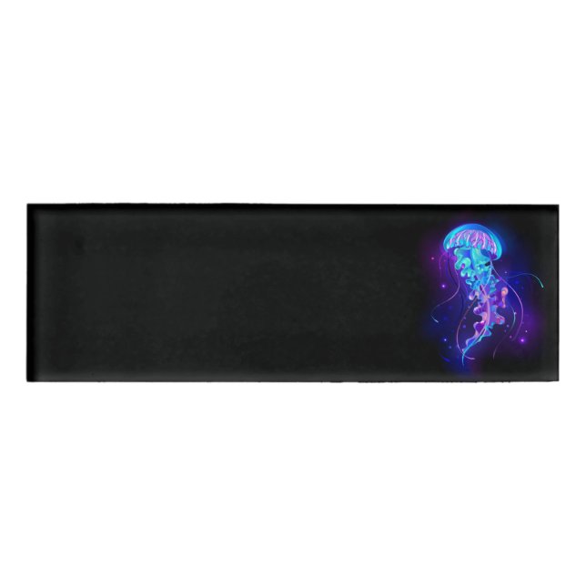 Vibrant Colour Glowing Jellyfish Name Tag (Front)