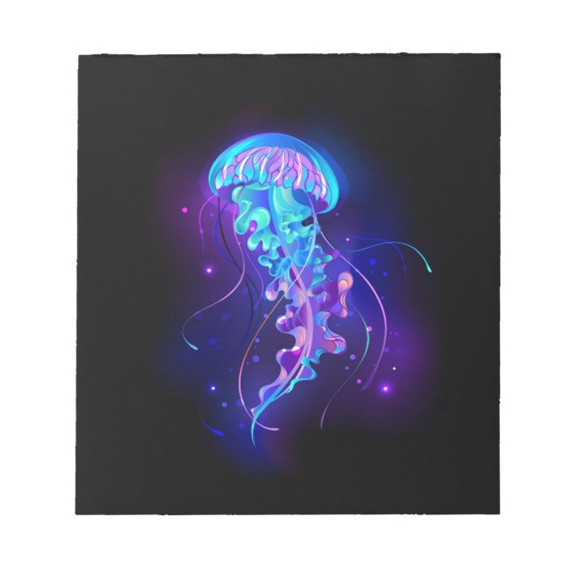 Vibrant Colour Glowing Jellyfish Notepad (Front)